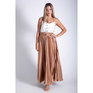 Women's-pleated-skirt-with-satin-look,-Chic-&-Chic